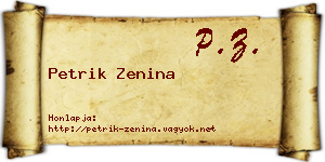 Petrik Zenina névjegykártya